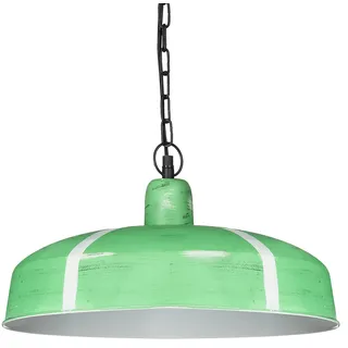 Relaxdays 10019210 Hängelampe Metall flach mit E27 Fassung bis 40W HBT 133 x 41 x 41 cm Hängeleuchte mit flachem Schirm Pendellampe Industrie aus lackiertem Metall Pendelleuchte im schlichten Design, grün