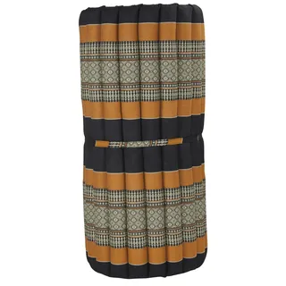 Fine Asianliving Thaimatte Rollbar Kapokfüllung 190x78x4.5cm Schwarz Orange Thai Kissen Meditation Matte Matratze Kapok 301-D04 - Orange