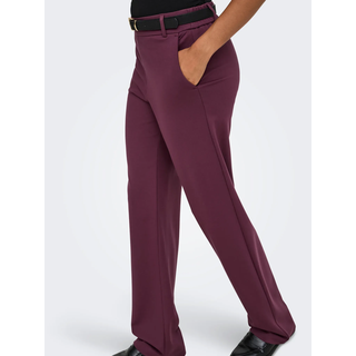 Anzughose ONLY "ONLPOPTRASH LIFE MW STRAIGHT PANT PNT", Damen, Gr. L (40), Länge 32, lila (port royale), Milano Rib, Obermaterial: 63% Viskose, 32% Nylon, 5% Elasthan, unifarben, normal, Hosen Anzughose, Viskosemischung