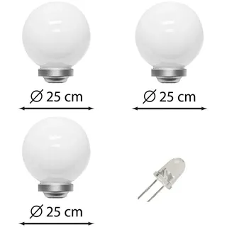 Dalux® Solar-Kugel-Dekoleuchte OLA Garten 3er Set : 25cm + 25cm + 25cm