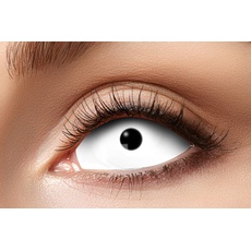Eyecatcher - Sclera Kontaktlinse White Eye mit Sehstärke, 1 Stück 6-Monatslinse weich, Sehhilfe, farbige Linse für Halloween und Karneval