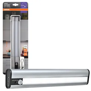 Osram LinearLED Mobile USB LED Unterbauleuchte 300, Wiederaufladbare LED Leuchte mit Bewegungssensor, Aluminium, IP20, 300x50x22 mm, USB-Akku, Silber