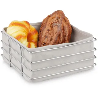 Relaxdays Brotkorb , Metall, Textil , 23x10.5x23 cm , Geschirr, Tischkultur & Serviergeschirr, Brotkörbe