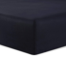 VISION - Spannbettlaken, 150 x 200 cm, Farbe: Schwarz, 100 % Baumwolle, 57 Fäden/cm2, 4 elastische Ecken, Spannhöhe 30 cm