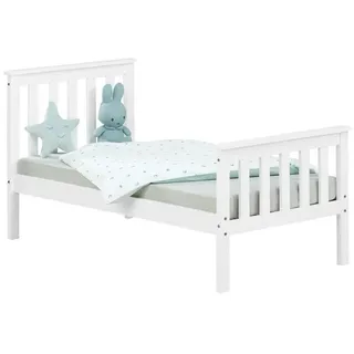 Homestyle4u Kinderbett 70 x 140 cm Kiefer massiv weiß