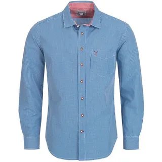 Trachtenhemd NÜBLER "Trachtenhemd Langarm Ralf", Herren, Gr. S, EURO, blau, Obermaterial: 70% Baumwolle CO. 30% Polyester PES., Hemden Trachtenhemd
