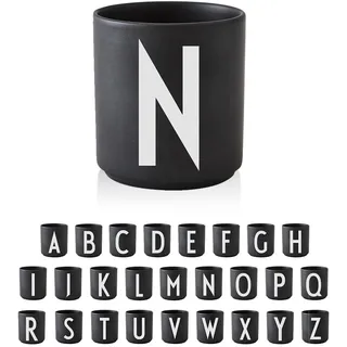 Design Letters Porzellan Kaffeetassen A-Z | Schwarze Tassen für Weihnachten, Weihnachtsgeschenke Kleinigkeiten, Weihnachtsgeschenke für Frauen, Männer | Kaffeebecher | Tasse Personalisiert | 250 Ml