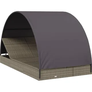 vidaXL 2-Personen-Sonnenliege mit Dach Grau 211x112x140 Poly Rattan - Grau