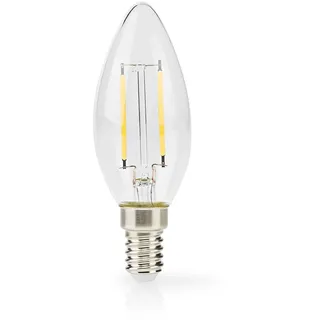 Nedis LBFE14C351 LED-Filament-Lampe E14 | Kerze | 2 W | 250 lm | 2700 K | Warmweiss | Anzahl der Lampen in der Verpackung: 1 Stück | Klar