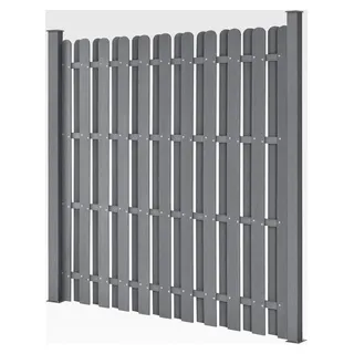 WPC Gartenzaun 185x193cm Grau Sichtschutz Windschutz Lamellenzaun - Grau