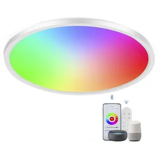 Blingbin KingMile 24W LED Deckenleuchte,Smart LED Deckenlampe mit Fernbedienung,RGB LED Deckenleuchte Dimmbar,synchronisiert mit Musik,App-Steuerung und Kompatibilität mit Alexa/Google Assistant-Rund