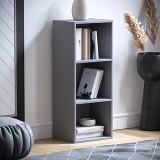 Vida Designs Oxford 3 Ebene Würfel Bücherregal, Modern Space-Saving Aufbewahrungseinheit for Wohnzimmer, Schlafzimmer or Büro, Freistehend Ausstellung Shelf, H80xW32xD24cm (Grau)