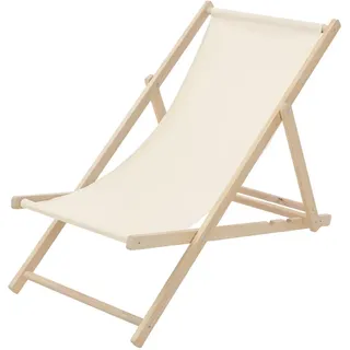 ECD-Germany Liegestuhl samt Beige , Holz , 57.5x83x100 cm , Gartenmöbel, Gartenliegen