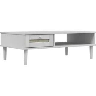 Couchtisch SENJA Rattan-Optik Weiß 100x55x33 cm Kiefernholz - Weiß