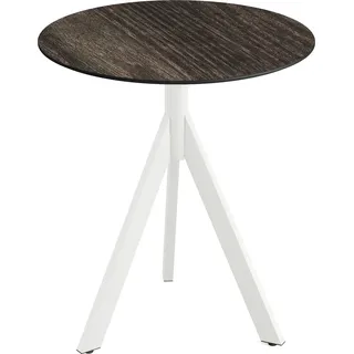 Infinity Tripod Terrassentisch Weiß frame + Riverwashed Wood HPL Ø70 cm - Weiß