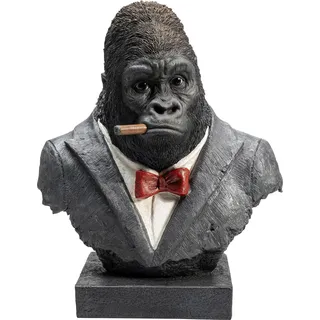 Kare Design Deko Objekt Smoking Gorilla, Schwarz, Gorillamotiv, Handgearbeitet, Handbemalt, Deko Skulptur, Dekoration, Modern, Wohnzimmer, 46x38x25 cm (H/B/T), Schwarzes