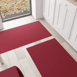 PETTI Artigiani Italiani - Küchenteppich, Küchenläufer, waschbar, rutschfest, Küchenläufer, einfarbig, 52 x 380 cm, Bordeaux, 100% Made in Italy