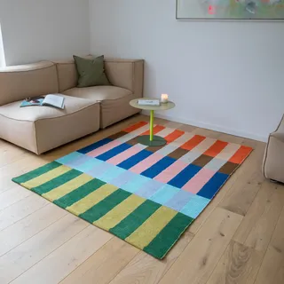 REMEMBER Kelimteppich Blocks flachgewebter Baumwollteppich - 140 x 200 cm