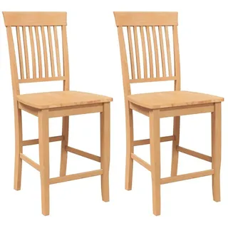 vidaXL Barhocker 2 Stk. Natur Massivholz Gummibaum