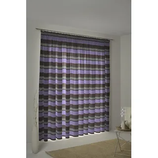 Vorhang WIRTH "Menorca" Gr. 1, lila, B:135cm H:145cm, Baumwolle, Polyester, Gardinen, Vorhang