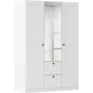 Drehtürenschrank RAUCH "Kleiderschrank Schrank Garderobe Ankleide Schlafzimmerschrank YLVA", weiß, B:135cm H:197cm T:54cm, Holzwerkstoff, Schränke, Drehtürenschrank, skandinavischer Style mit Rahmenfront und Knopfgriffen MADE IN GERMANY