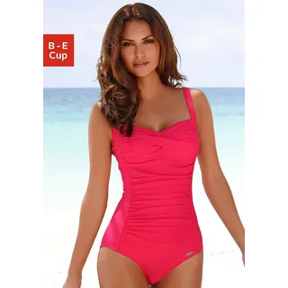 Badeanzug LASCANA "Saphir", Damen, Gr. 40, Cup B, rot, Polyamid, unifarben, Badeanzüge Badeanzug, mit Raffungen und Shaping-Effekt