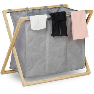 Relaxdays Wäschesortierer klappbar , Textil, Holz , 69x57.5x38 cm , Haushalt & Kleinelektro, Wäschepflege, Wäschekörbe & Wäschetonnen