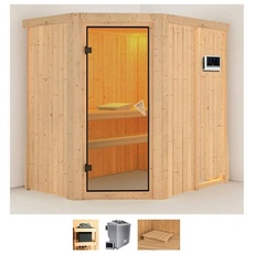 Bild Sauna »Clara«, (Set), 9 KW-Bio-Ofen mit externer Steuerung beige