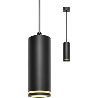 BOYIR Pendelleuchte Modern Zylinder Schwarz Hängelampe 15cm, Hängeleuchte Höhenverstellbar Aluminium Kronleuchter mit GU10 Fassung max. 60 Watt Pendellampe Deckenlampe für Wohnzimmer Schlafzimmer