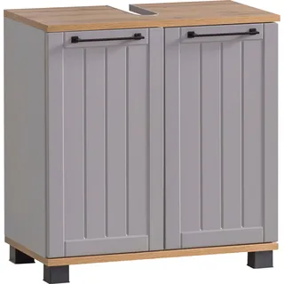 MÖBELPARTNER Waschtischunterschrank ohne Waschbecken Jelda 154176 platingrau, eiche-landhaus 59,8 x 32,6 x 62,4 cm