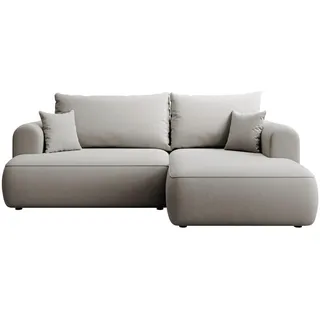 Selsey Eckschlafsofa Ovo Mini Grau Easy-Clean-Samtbezug , Textil , Ottomane rechts,L-Form , 238x156 cm , Wohnzimmer, Sofas & Couches, Wohnlandschaften, Ecksofas