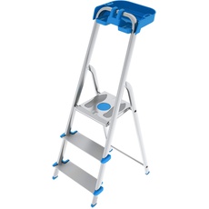 Colombo New Scal Atlantica 3 Aluminium Trittleiter Hocker, Blau – Stufenleiter, 131 cm, 150 kg, 3,8 kg, 125 mm, 44 cm, 0,072 cm3)