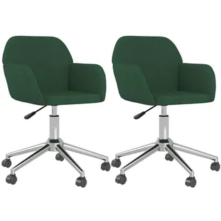 vidaXL Esszimmerstühle 2 Stk. Drehbar Dunkelgrün Stoff - Grün