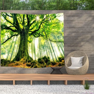 Ulticool – Baum Sonnenlicht Bäume Natur - Wandteppich Poster - 200x150 cm - Gartenposter - Wandteppich groß – Dekoration Zubehörteil für Garten und Wohnzimmer