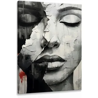 Muralo Leinwandbild Frau Gesicht Abstraktion Malarei 40x60 , Textil , Person/Charakter, Abstrakt , Rechteckig , 40x60 cm , Bilder & Rahmen, Bilder, Leinwandbilder