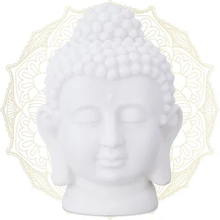 Relaxdays Relaxdays, Deko Objekt, Buddha Kopf, (12 x 10 x 17 cm,