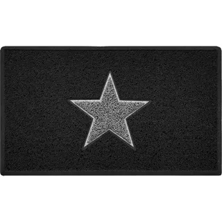 Nicoman NicomanSTAR Fußmatte | Eingangssperre Schmutzfangmatte | Terrasse Garten Wintergarten Fußmatte | innen außen matt|Schwarz mit grauem Stern - Mittel (75x44cm)