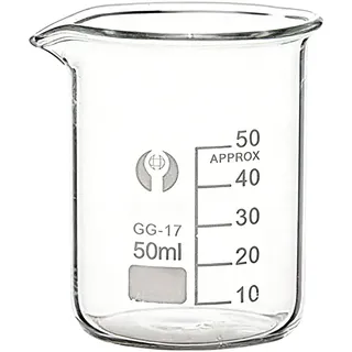 Labor Messbecher Set 10ml – Durchsichtige Glas Messzylinder mit Skala für Küche and Chemieexperimente (50ml)