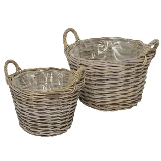 Posiwio Pflanzkorb FARMHOUSE 2tlg. D36/42 cm grau braun