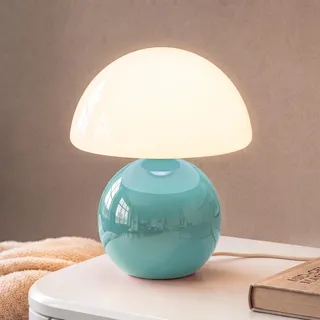 Dawnwake Pilz Nachttischlampe Tischlampe, Led Dimmbar Tischleuchte Deko Wohnzimmer, Schlafzimmer Tischlampen, Mushroom Bedside Table Lamp, Keramikbasis Glas Klein Nachtlampe (Blau)