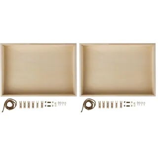 Rayher Hobby Rayher 62817000 Holz-Rahmen mit Holz-Rückwand, 36x25 cm, Tiefe 5 cm, mit Kordel, Aufhänger, Schrauben, Klammern für Dekorationen, ohne Glas, Beige, Groß (Packung mit 2)