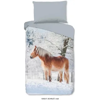 Bettwäsche , Grau , Textil , Pferd , 140x200 cm , atmungsaktiv , Heimtextilien, Bettwäsche & Leintücher, Bettwäsche, Flanell-Bettwäsche