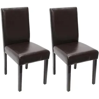 Mendler 2er-Set Esszimmerstuhl Stuhl Küchenstuhl Littau ~ Kunstleder, braun, dunkle Beine