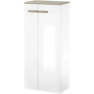 PLACES OF STYLE Midischrank »SOLiD, Badschrank im modernen Design, Schrank mit Holzgriffen« in zwei Farben verfügbar, mit Stauraum, stehend o. hängend montierbar, weiß