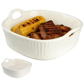 WakiHong Keramik Backformen mit Griffen Kleine Auflaufform Keramikm | Rund Auflaufform Keramik 20*19*6CM,für Lasagne,Pommes Frites,Suppe,Pie,Quiche und Tartes