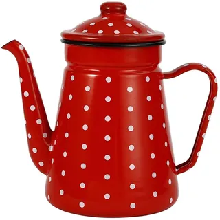 Nostalgie Kanne Emaille,Retro Und NüTzlich Teekanne Emaille 1100ml,Geeignet FüR Gasherde Und Induktionsherde, Wird Nicht Schwarz, Wenn Es Offenen Flammen Ausgesetzt Wird