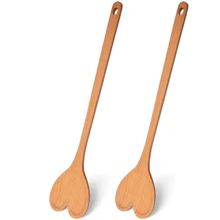 Fisura - Original Holzlöffel in Form. Set mit 2 Spateln zum Kochen. Löffel aus Buchenholz. Hitzebeständiges Küchenzubehör. Maße: 30 x 7 x 5 Zentimeter (Herz)