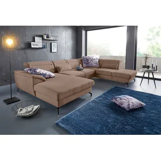 sit&more Wohnlandschaft »Percy U-Form« 12 cm Fußhöhe, Sitztiefenverstellung, wahlweise in 2 Fußfarben, beige