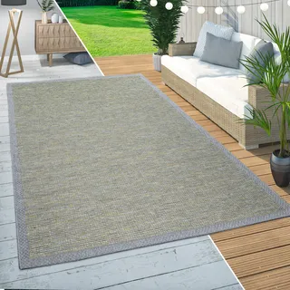 In-& Outdoor Teppich Balkon Terrasse Küchenteppich Modernes Bordüren Design Grün Grösse 200x350 cm - Grün