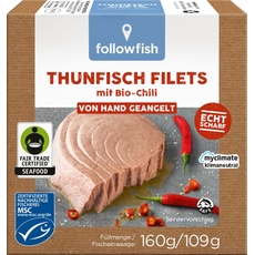 followfish MSC Fair Trade Thunfisch Filets mit Bio-Chili, 160 g
